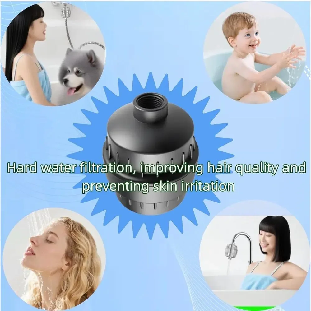20-Stage Shower Filter for Hard Water Inline Chlorine Reduction Matte Black
